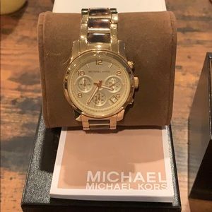 MK tortoise gold face watch